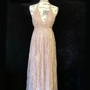 Maxi Gold Dress Party Prom Wedding Dress